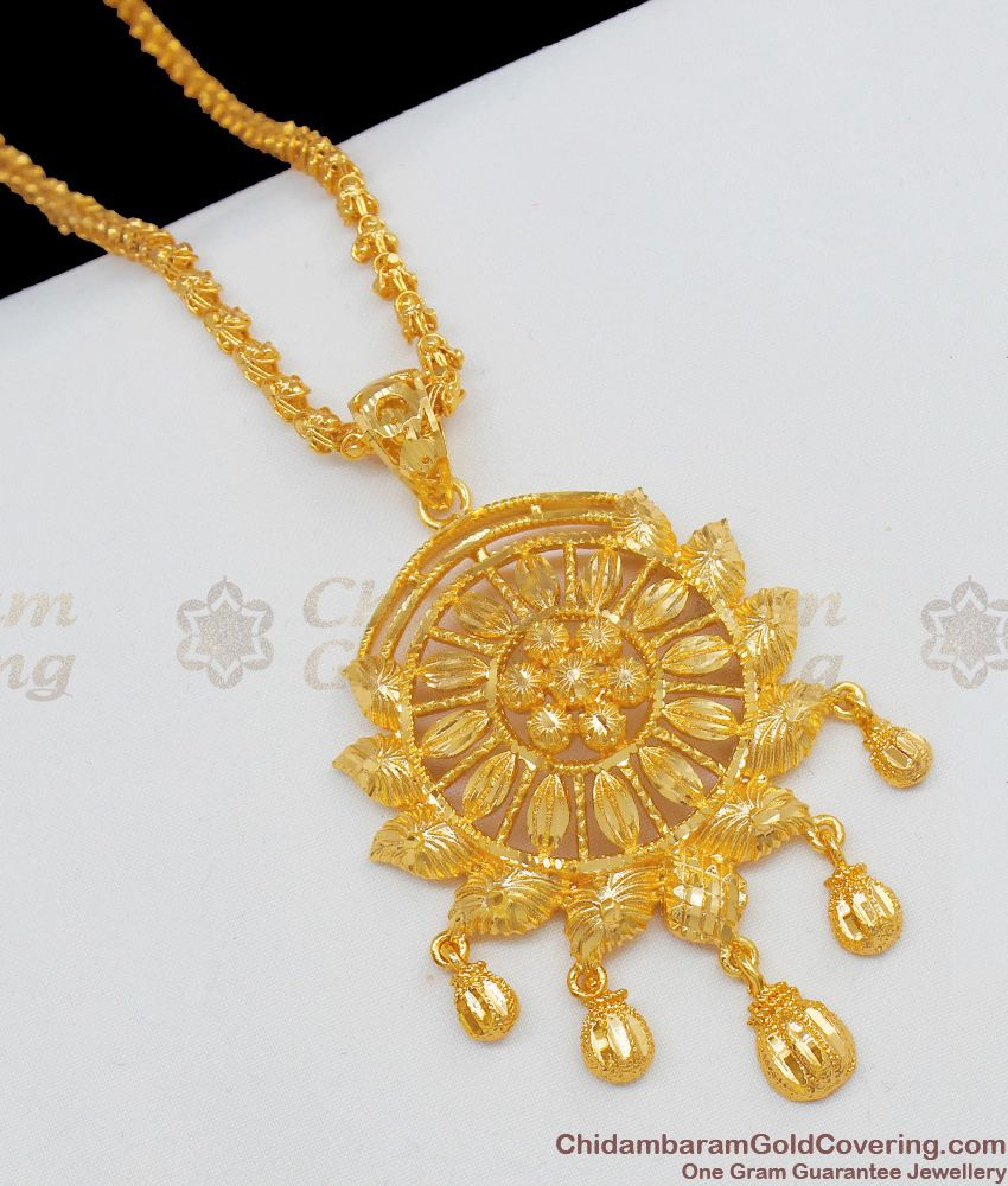 South Style Flower Model One Gram Gold Bridal Wear Dollar Chain For ...