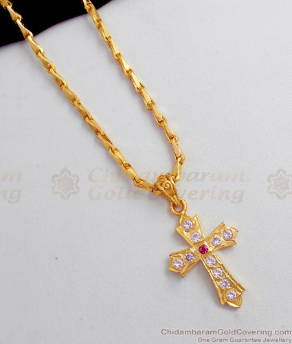 Birthstone Name Womens Simulated Multi Color Cubic Zirconia 24K Gold Over  Silver Cross Pendant Necklace - JCPenney