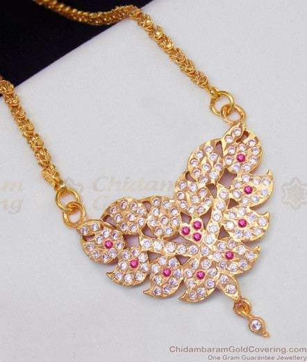 Traditional Big Impon Dollar With Pink And White Stone Gold Plated ...