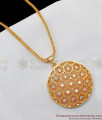 Round Artistic CZ White Stone Gold plated Dollar Chain For Ladies Daily Use BGDR578