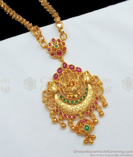 Artistic Big Circle Pink And White Multi Stone Gold Plated Dollar Chain ...