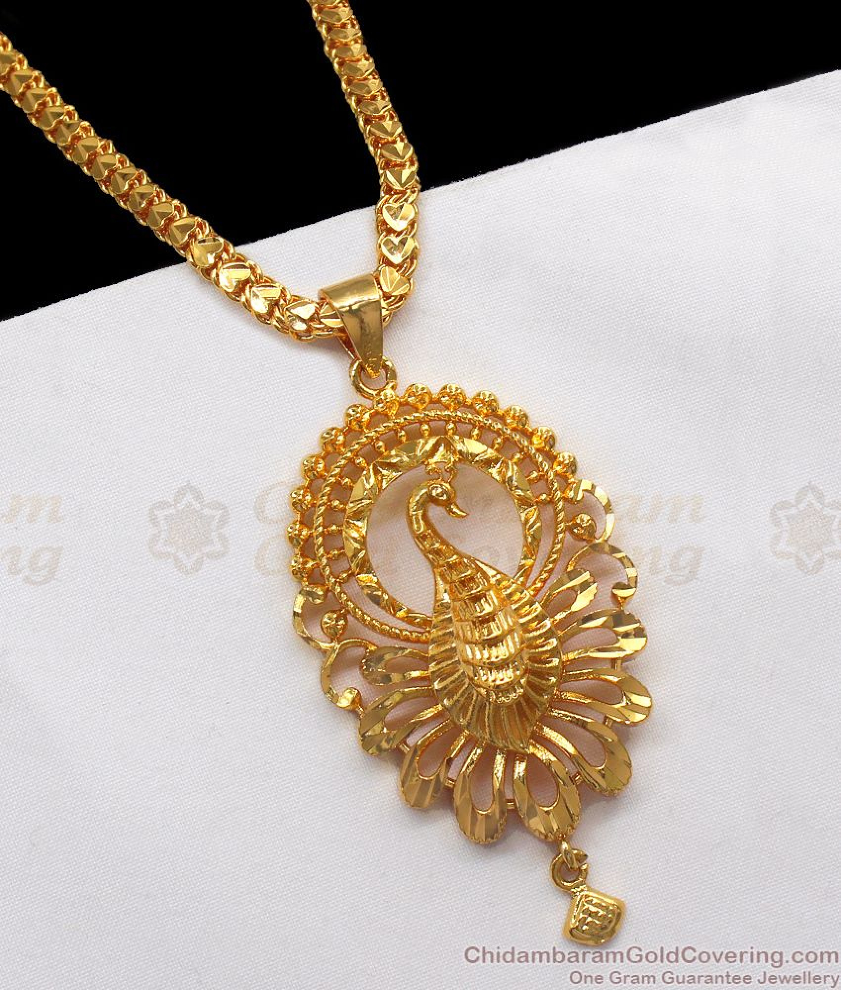 Buy Elegant Peacock Design One Gram Gold Dollar Chain BGDR757