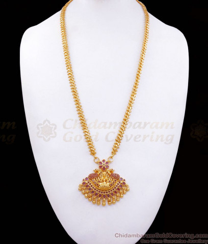 Unique Design Gold Plated Ruby Stone Attached Dollar Chain Leaf Model ...