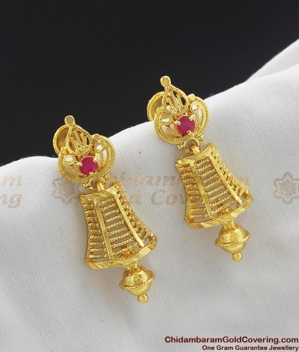 A traditional Indian bell shaped dome shaped earrings known as Jhumki has  intri  Gold jewellery design necklaces Jewelry design necklace Gold  jewellery design