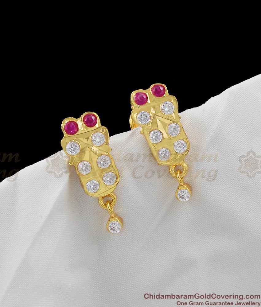Fancy Impon Gold Design Multi Color Stone Earring Stud Model Buy Online ER1077