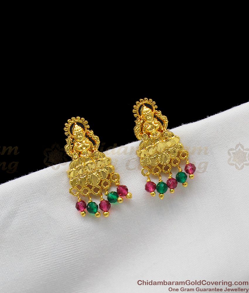 Lakshmi Gold Forming Stud Multi Color Crystal Beads For Traditional Wear ER1219