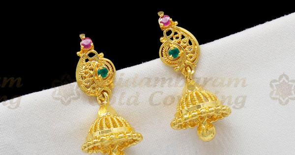 Trendy Model Ruby Stone Gold Inspired Jhumki Kammal For Ladies ER1231