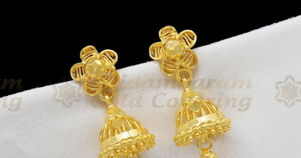 Beautiful Gold Tone Thodu Flower Design Jhumki Earrings Buy Online ER1241