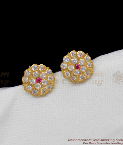 Buy 1gram gold Ring type earring stud for girl and women for old treditioal  design at Amazonin