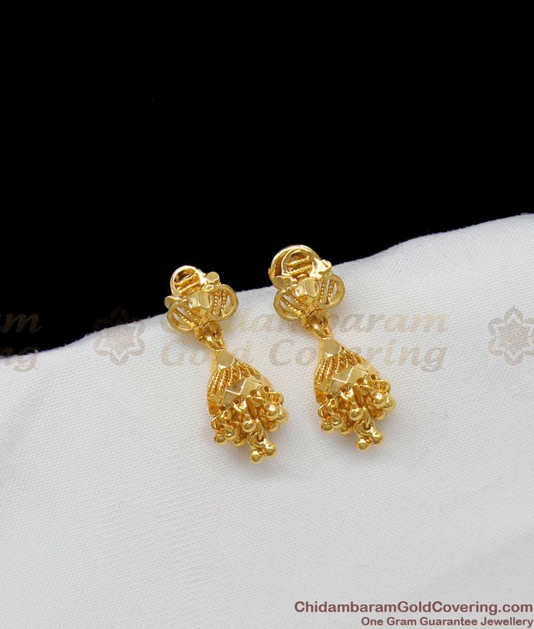 Small And Cute Design Gold Plated Jhumka Earring Flower model Ornament ...