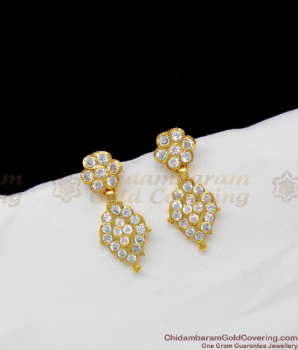 Buy quality 22k gold white stone kalkati design Earring in Ahmedabad