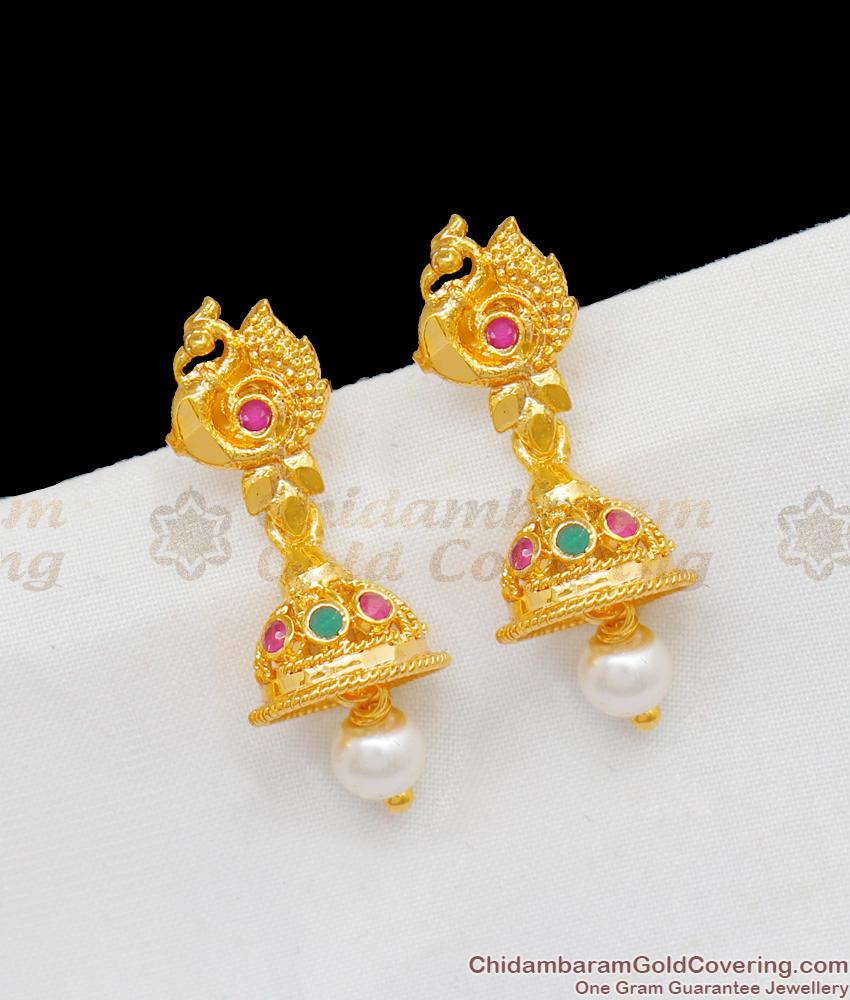 Attractive Multi Stone Jhumka | 1 gram Gold Earring collections ER1568