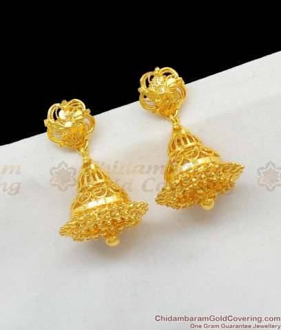 Beautiful Gold Tone Thodu Flower Design Jhumki Earrings Buy Online ER1241