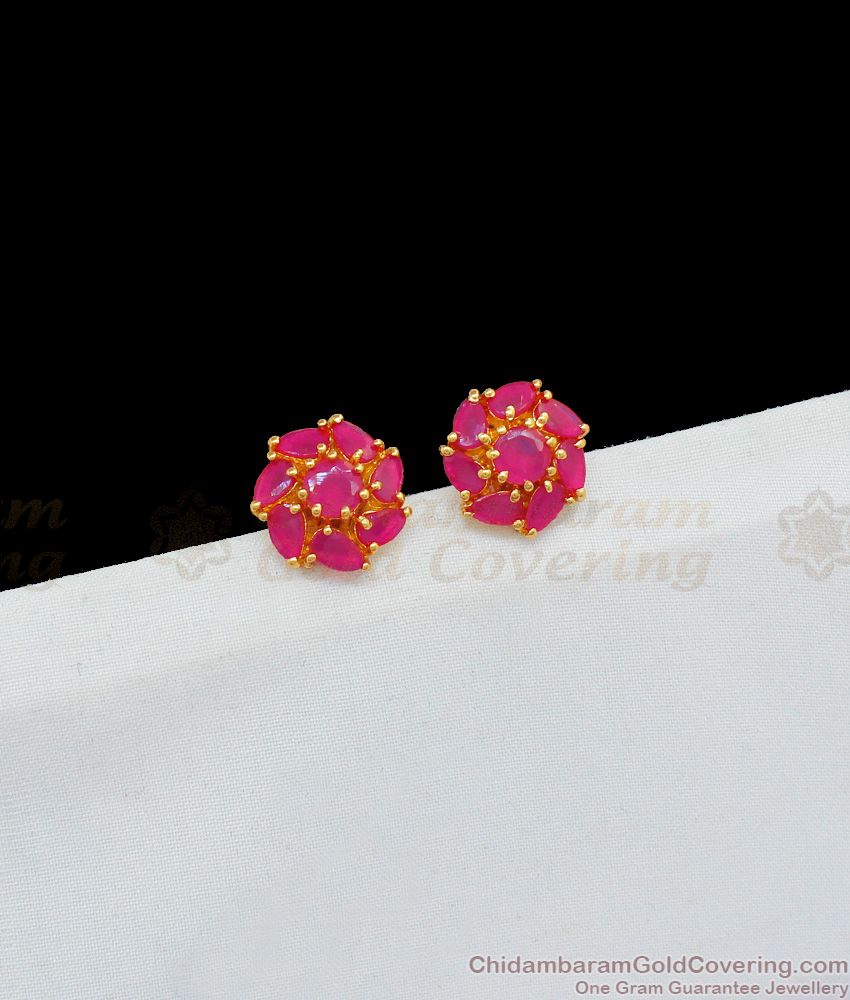 Trendy Ruby Stud Collections for Matching Attire and Office Wears ER1817