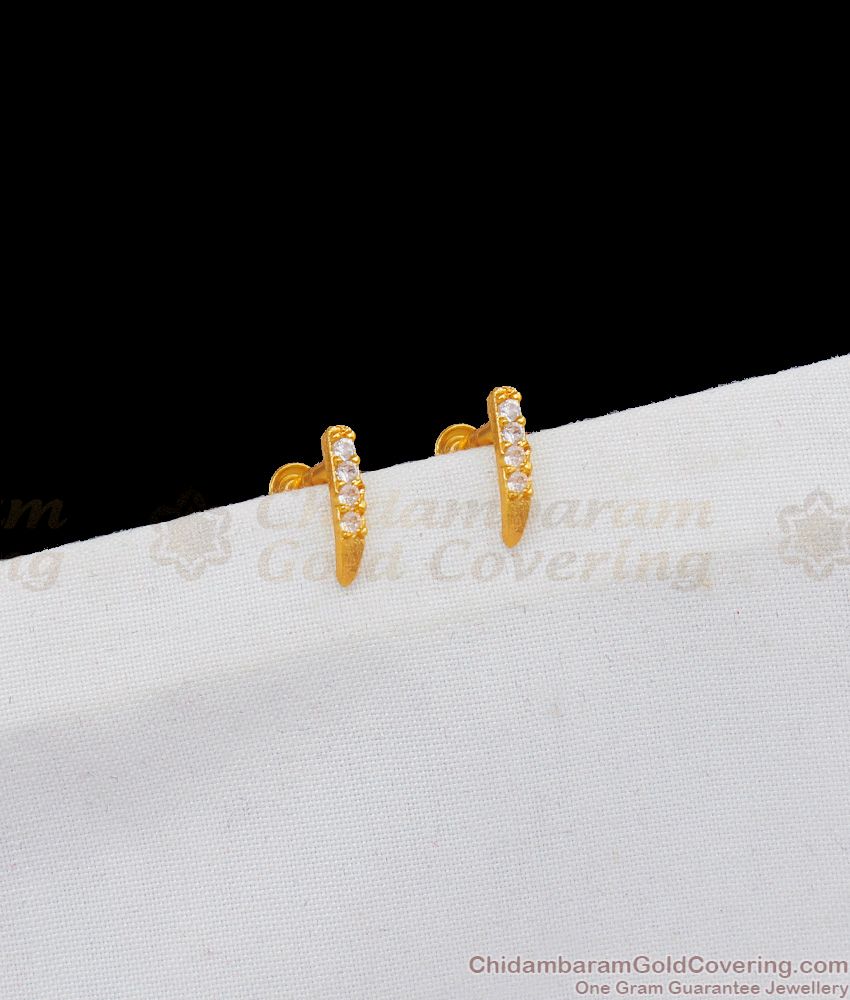 Classic Secondary Earrings Full White Stem Design Gold Tone Jewelry ER1840