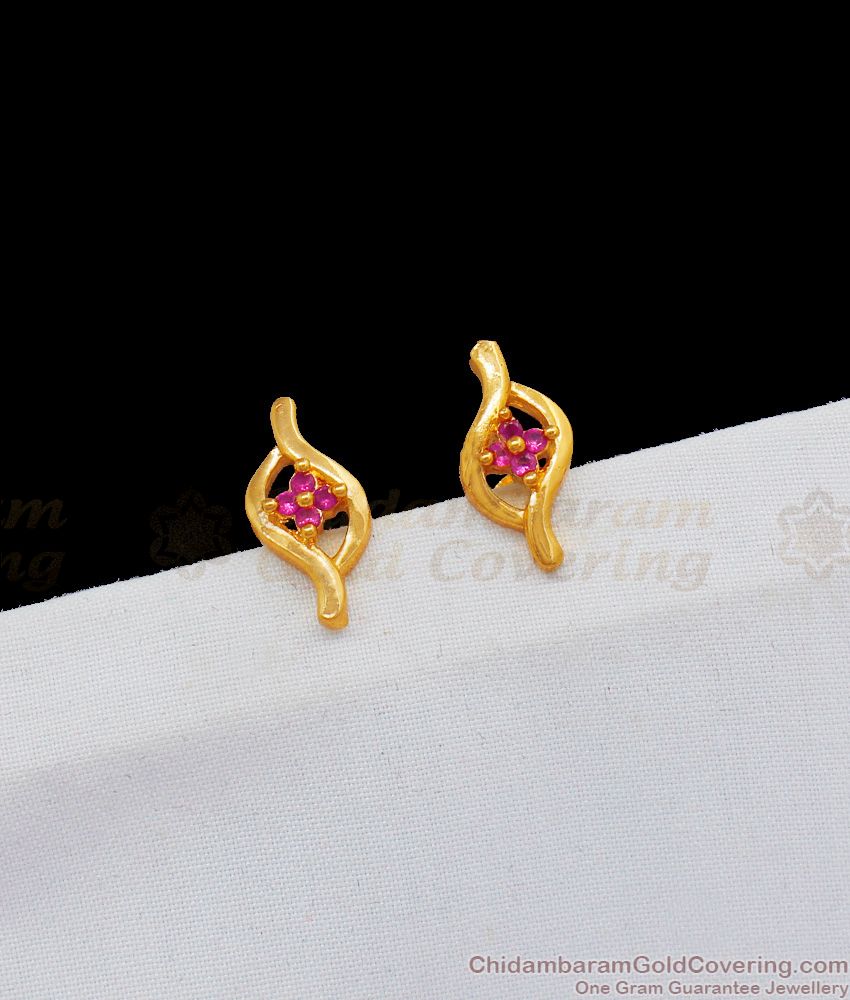 Simple Ruby Stone Stud Earring Collections for Daily Use ER1853