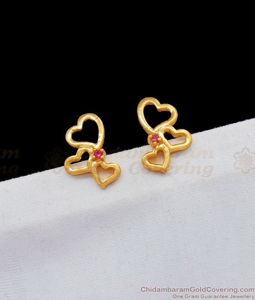 Valentine Gift Heart Stud Ruby Stone Earring Collections for Daily Use ER1856