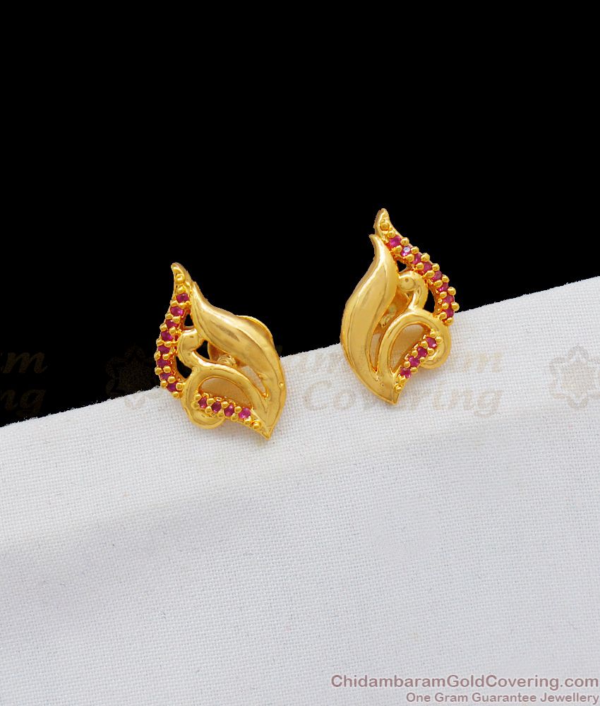 Buy Elegant Leaf Design Earrings Daily Use Gold Plated Ear Studs Online