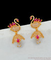 Full AD Stone Ruby White Swan Jhumki Collections Buy Online ER1909