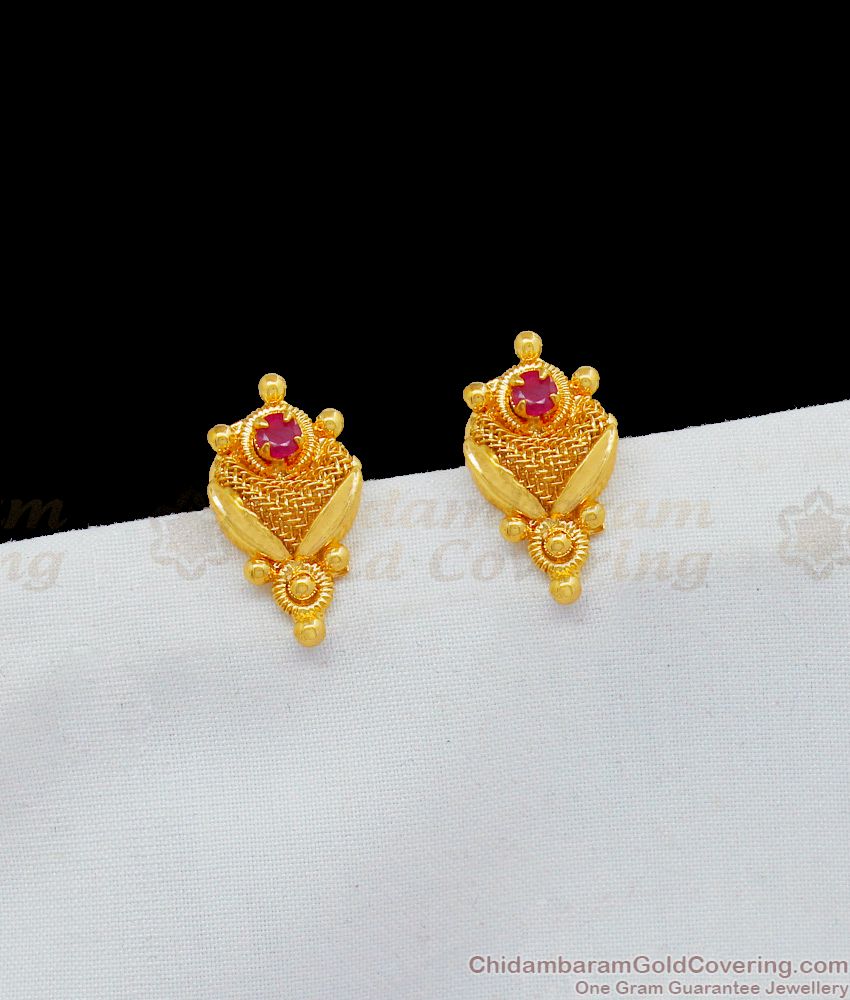 Ruby Stone Small Studs For Girls Traditional Daily Wear Online ER1924