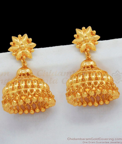 Chandelier Gold Jhumka for Women Screw Type ER1037