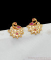 Ruby White Stones Gold Earrings Impon Five Metal Jewelry ER2053