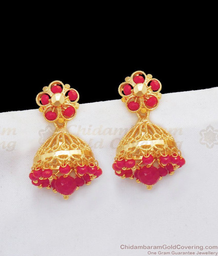 Attractive White Stone Small Jimiki Gold Earrings ER2660
