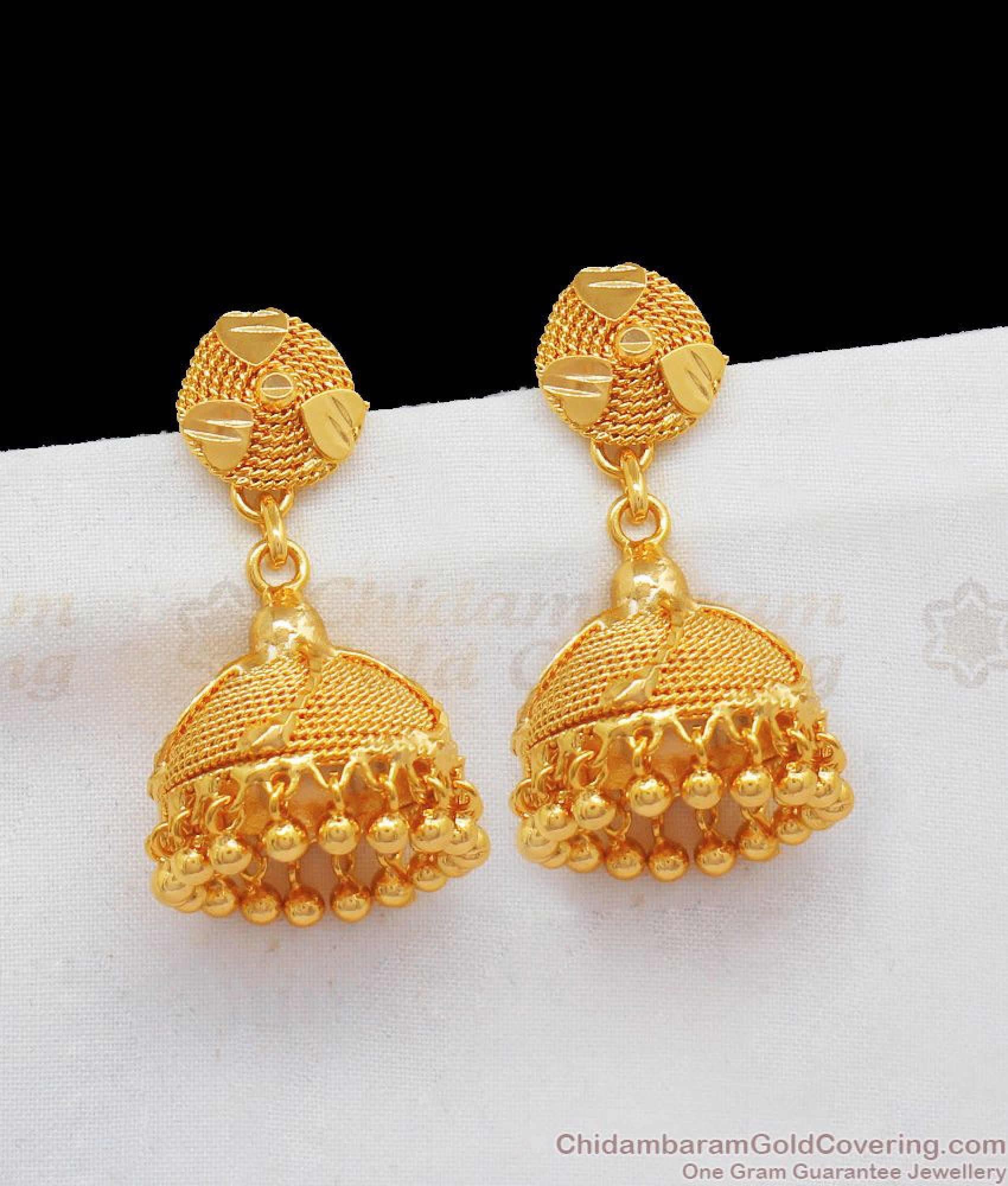 Buy Guarantee Simple And Plain Gold Jhumkas Design One Gram Gold ...