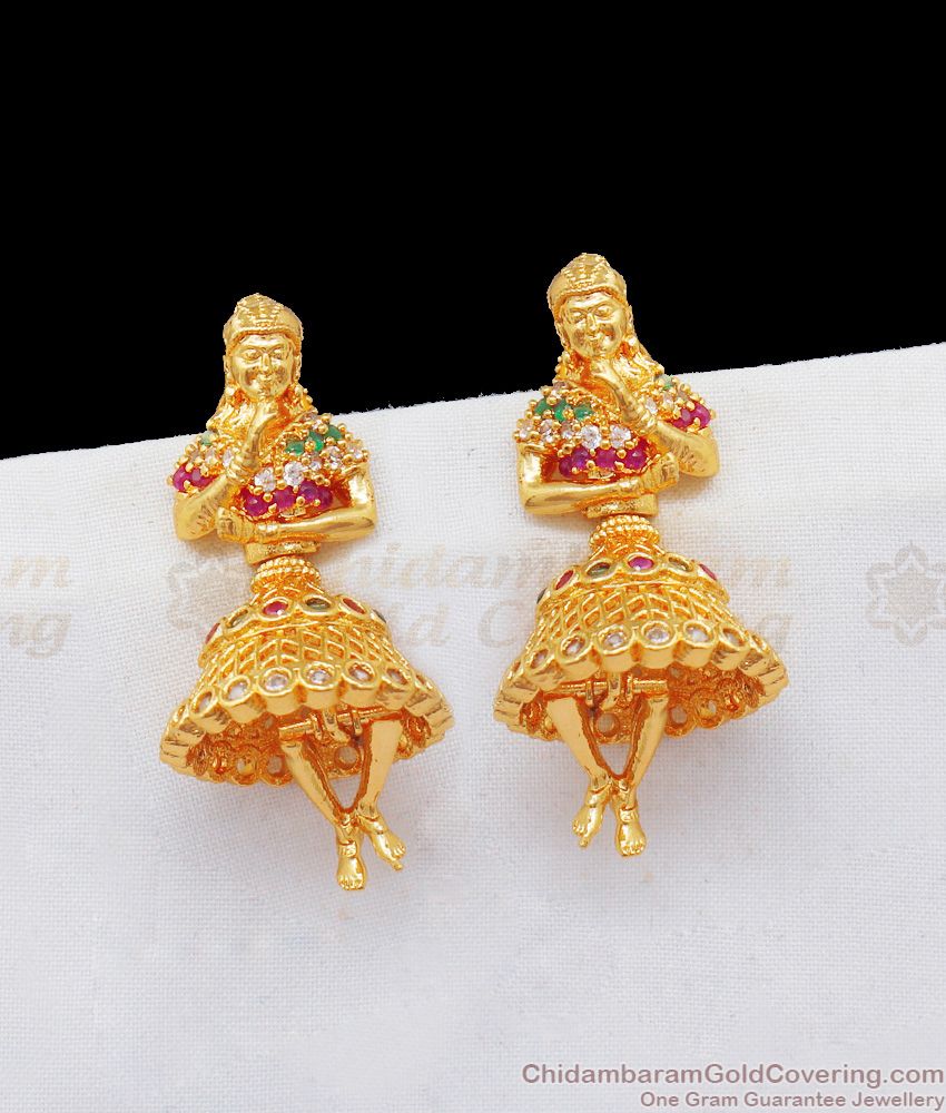 Premium Quality Multi Colour Dancing Doll Butta Bomma Jhumkas For Function Wear ER2103