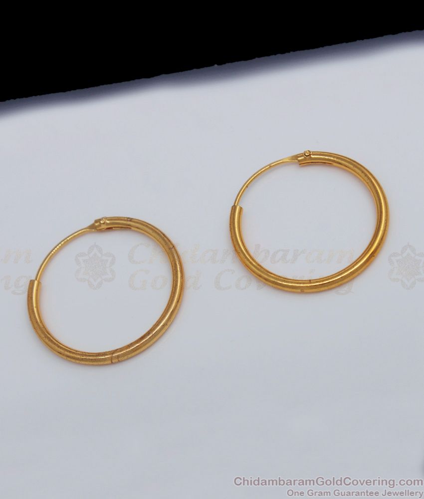 Charlie & Co. Jewelry | Gold Plain Hoop Earrings - 2 MM Thickness