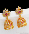 Fashionable Ruby White Stone Gold Jimmiki For Party Wear ER2198