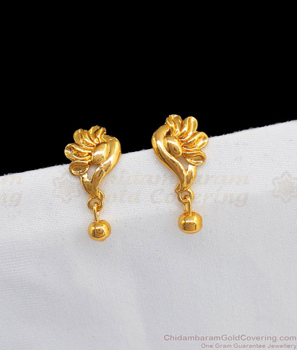 Simple Gold Stud Earring Ball Droplet Design ER3043