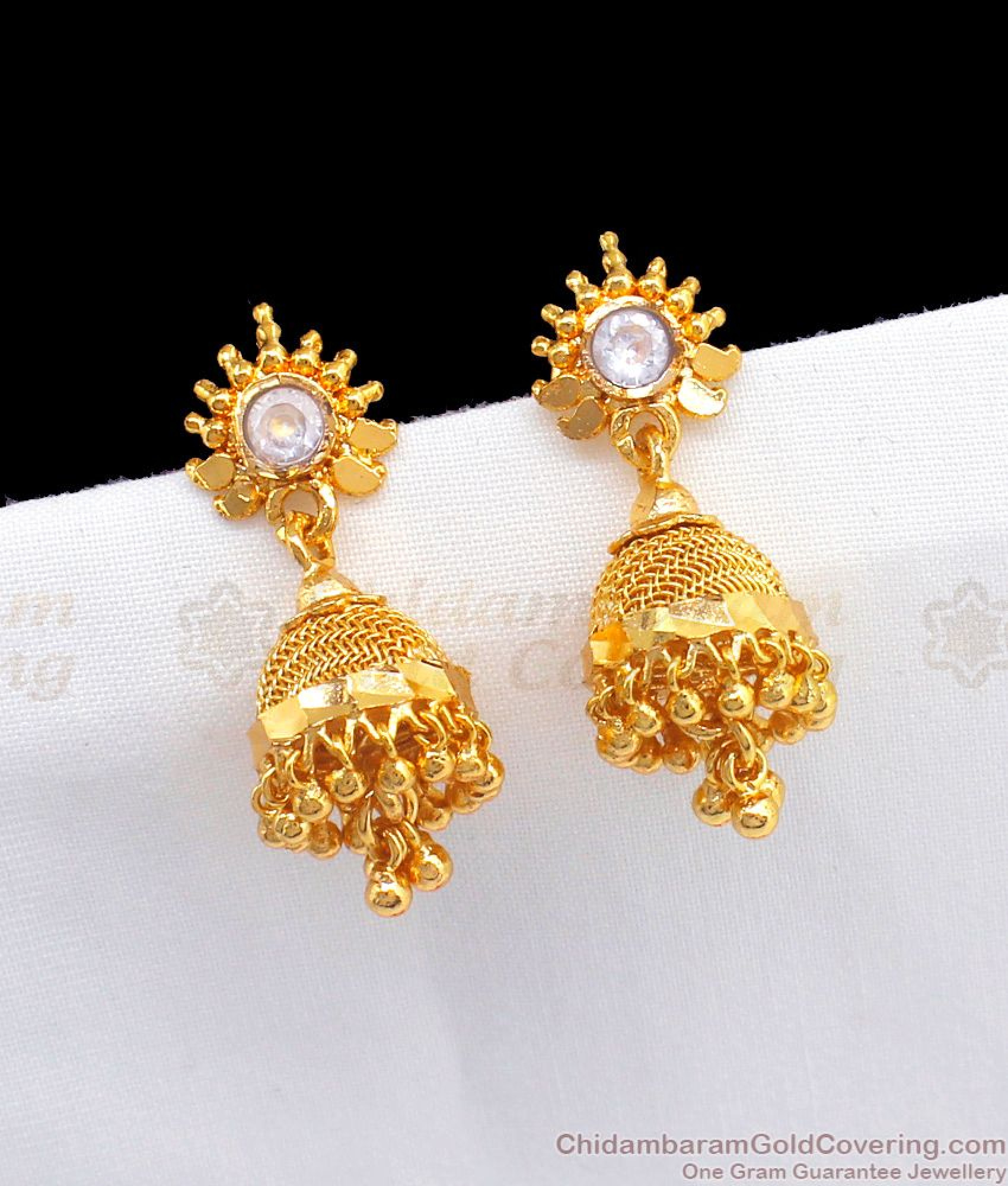 White Stone Gold Jimiki Earrings For Wedding Collections ER2265