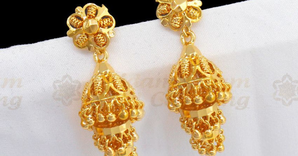 Traditional Triple Layer Jhimiki Gold Earrings ER2289