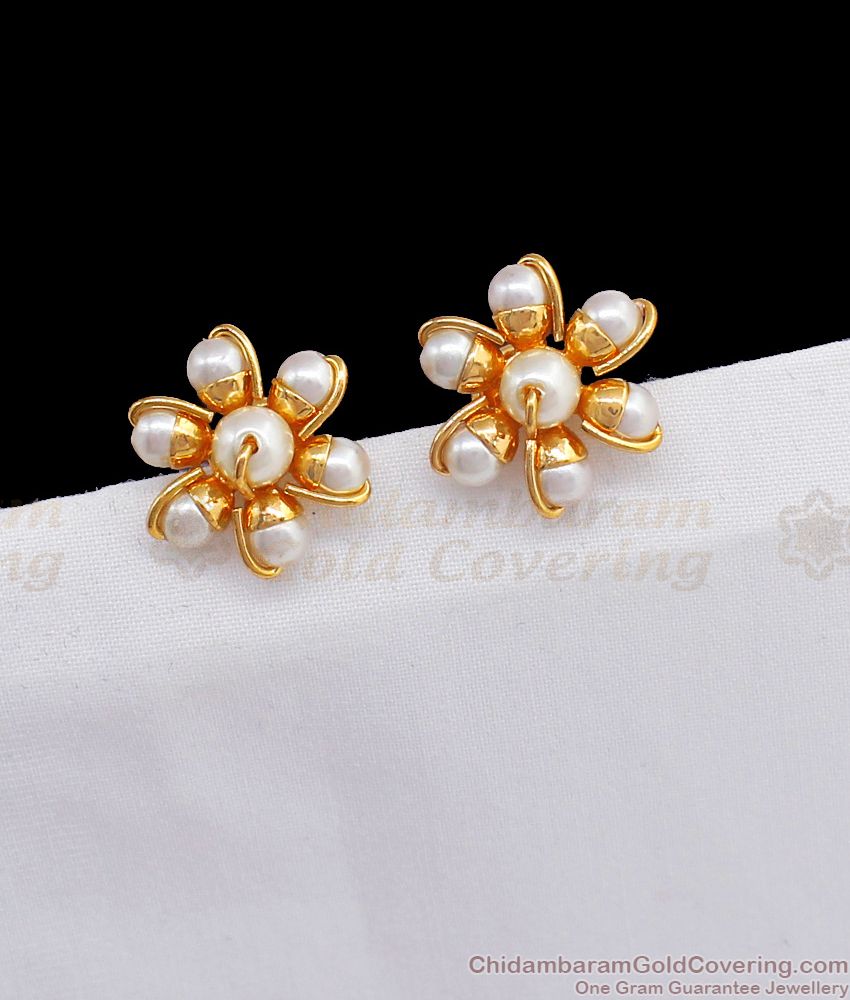 Latest Pearl Stud Type Gold Earrings For Teen Girls ER2307