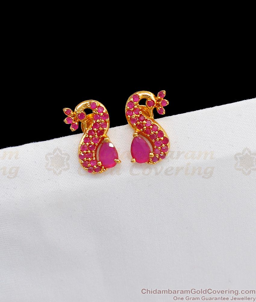  Stylish Ruby Stone Gold Stud Earrings For Teen Girls ER2311