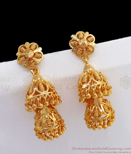 Golden Double Gold Plated Layer Jhumki, Size: 2 X 4 cm at Rs 75/pair in  Ahmedabad