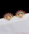 Trendy Ruby White Stone Gold Stud Earrings For Party Wear ER2332