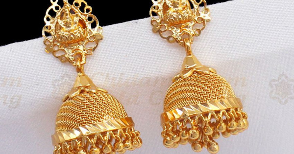 Traditional Lakshmi Design One Gram Gold Jhumki Earrings Collections ER2334