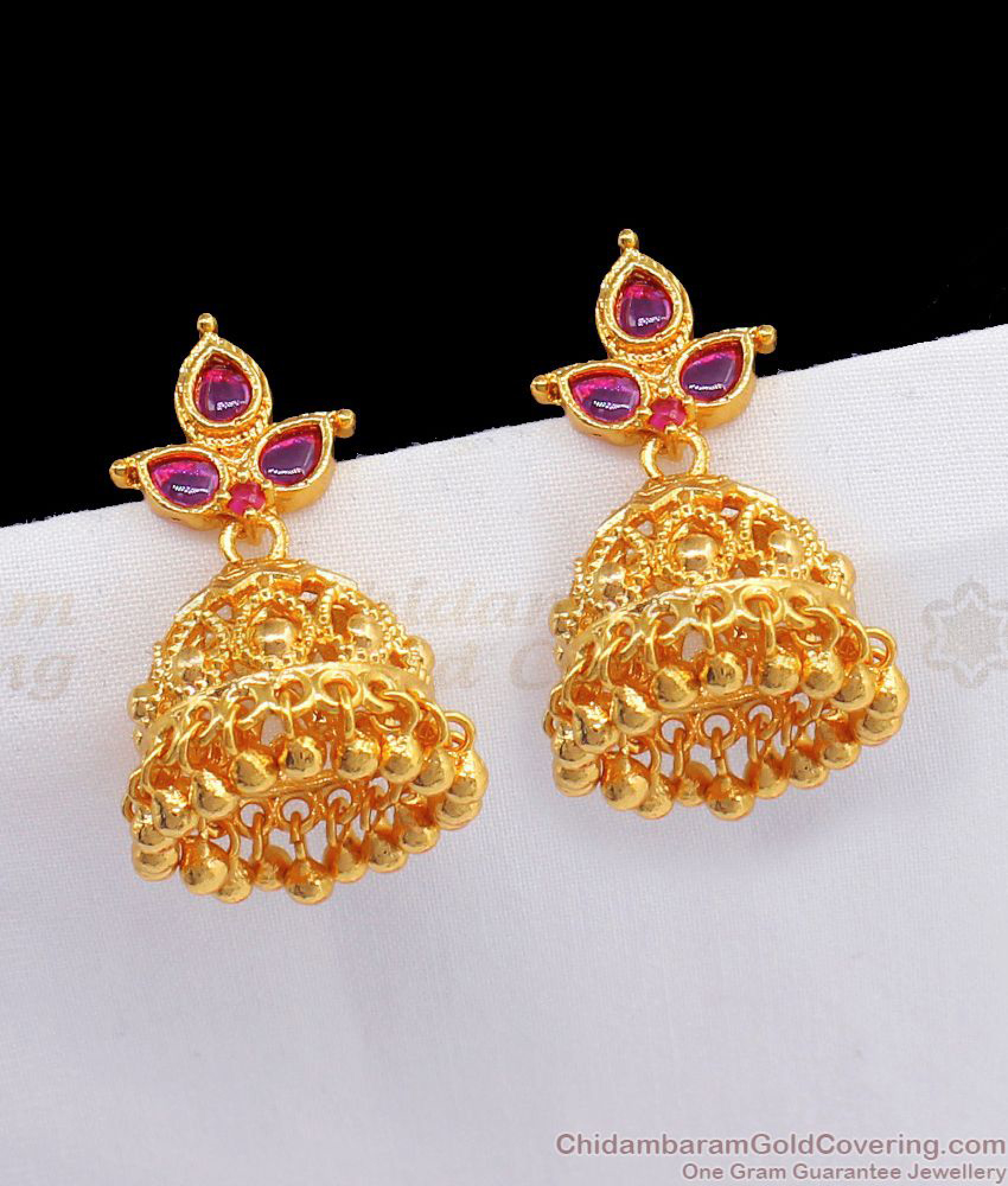 Buy Bollywood Fashion Ruby Stone Umbrella Jumiki Collections ER2339