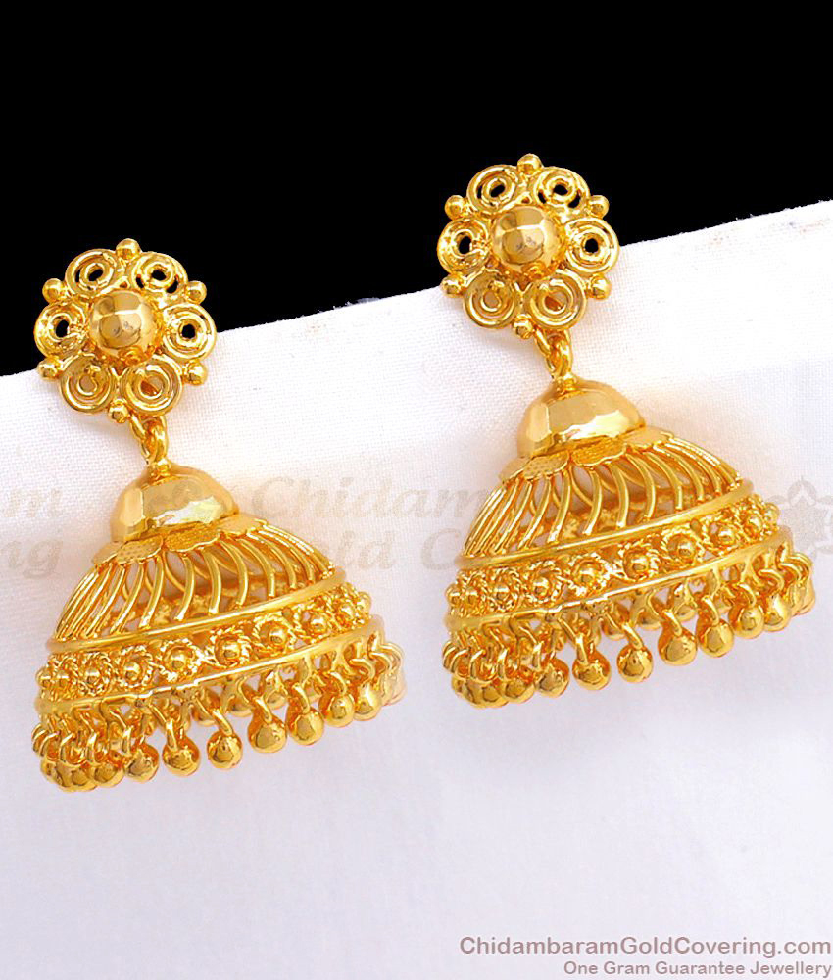 Umbrella Design gold Jimmiki Type Earrings For Bridal Wear ER2345