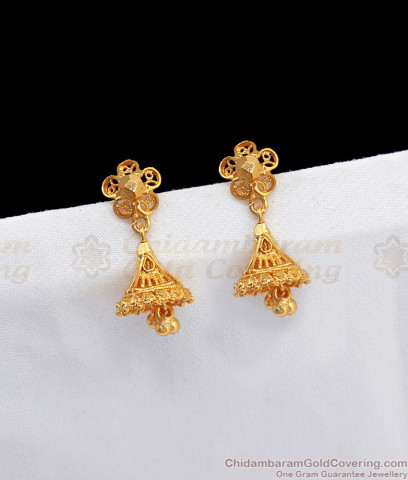 Plain Jhumki Gold Covering Earrings South Indian Jewellery Online ER2483