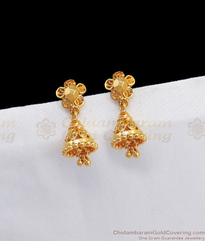 Plain Jhumki Gold Covering Earrings South Indian Jewellery Online Er2483