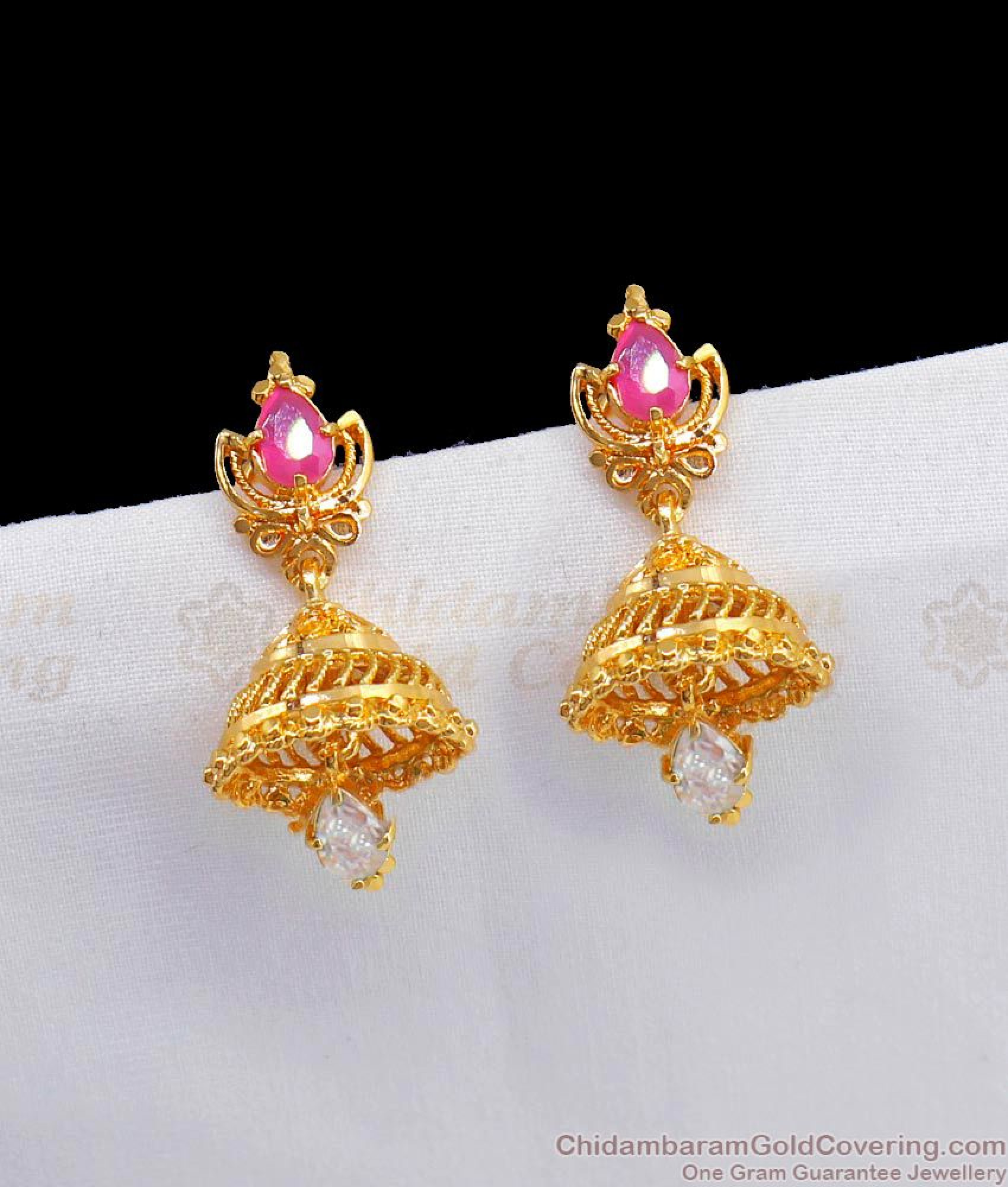 Imitation Gold Jhumkas With AD Stone Earring Collections ER2525