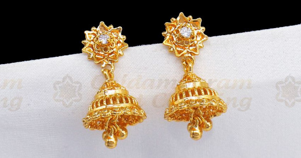 Cute AD Stone Gold Plated Jimiki Earrings Collections ER2590