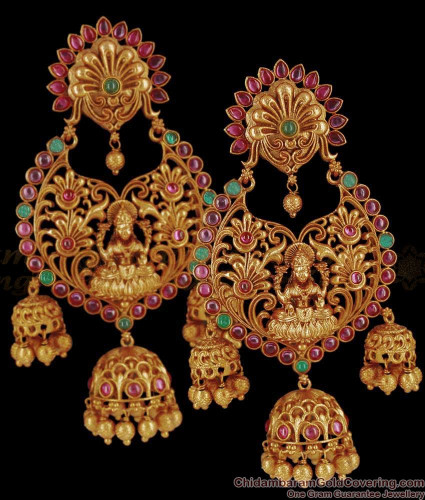 I Jewels Traditional Gold Plated Chandbali Earrings Encased With Faux  Kundans For WomenGirls E2456WM  Amazonin Jewellery