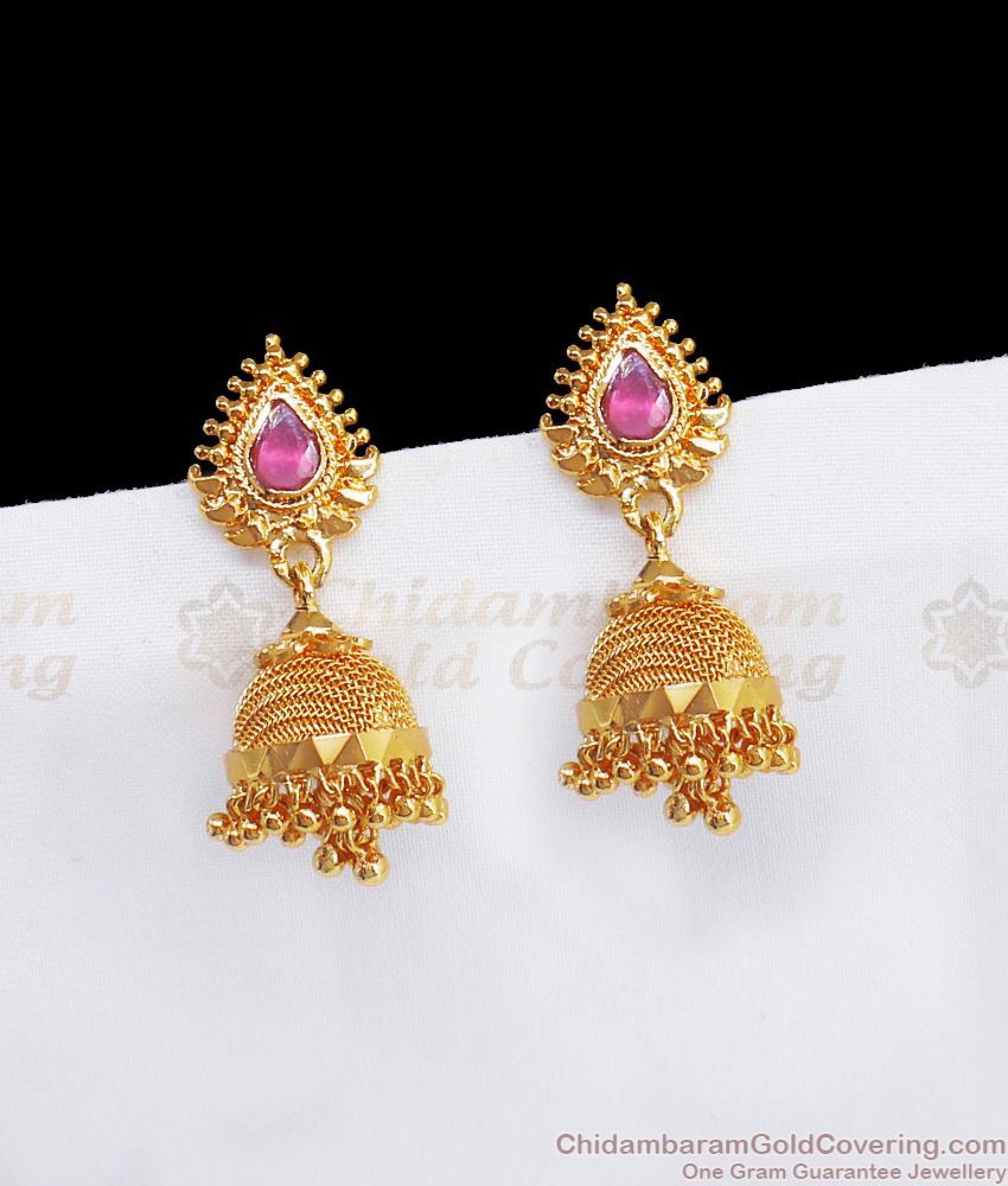 Fancy Jimiki Design Ruby Stone Gold Earrings Shop Online ER2698