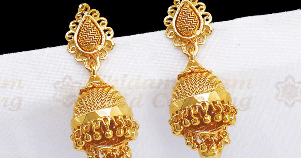 Three Layer Design Plain Gold Jimiki Earrings Office Wear ER2700