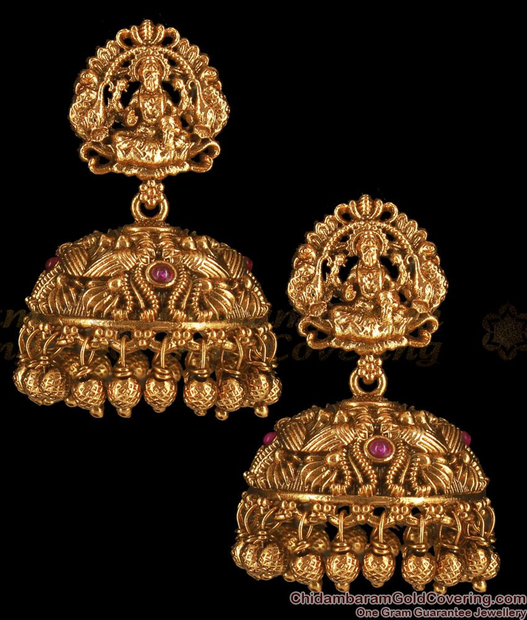 Divine Lakshmi Model Ruby Stone Big Jimiki Antique Earrings ER2719