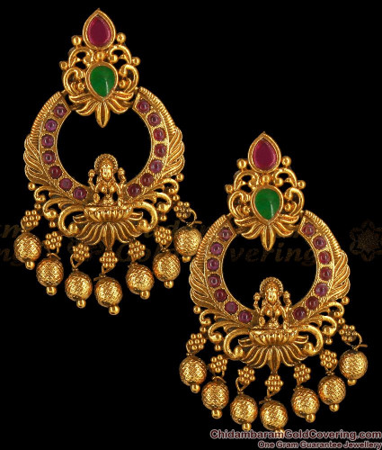 MEENAZ Chandbali Jhumki Jhumka Earrings for Women Girls Traditional Temple  1 One Gram Gold Brass Copper South Indian Screw Back Meenakari Ear rings  Peacock Jhumkas Combo Wedding -GOLD JHUMKI-M302 : Amazon.in: Jewellery